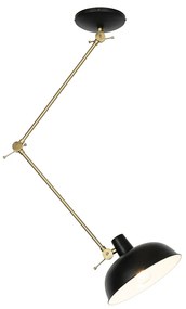 Retro plafondlamp zwart met brons - Milou
