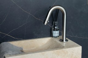 Saniclear White Travertin fonteinset met gebogen kraan in RVS