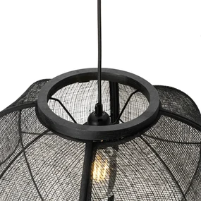 Oosterse hanglamp zwart stof 48 cm - RobOosters E27 rond Binnenverlichting Lamp
