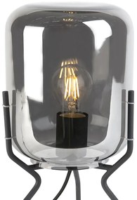 Smart Design tafellamp zwart met smoke glas incl. wifi A60 - Bliss Design E27 rond Binnenverlichting Lamp