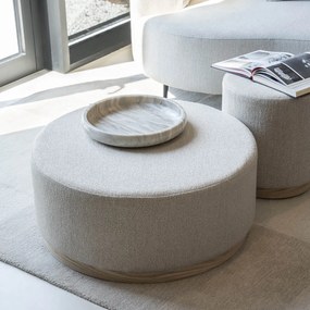 Eleonora Avah Ronde Hocker Taupe Met Eiken Rand