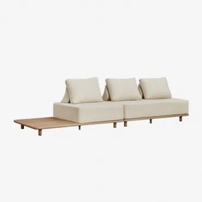 Portet Acacia 2-delige Modulaire Chaise Longue-bank Met Bijzettafel Gardenia Wit - Sklum