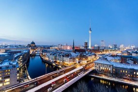 Foto Aerial view of Berlin illuminated skyline, Alexander Spatari