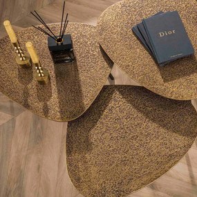 Metallic Brons Salontafel Set Organische Vorm - 62 X 51cm.