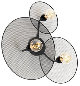 Design plafondlamp zwart met mesh 3-lichts - Jane Design E27 Draadlamp rond Binnenverlichting Lamp