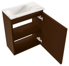 Mondiaz Ture DLux toiletmeubel 40cm rust met wastafel frappe links met kraangat