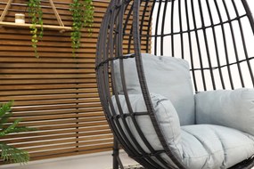 Hangstoel Panama swing egg - black rotan/mint grey