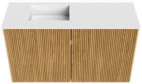 Mondiaz Joya 70cm toiletmeubel oak met wastafel faye links zonder kraangat talc