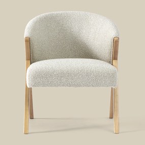 Beige Fauteuil Met Naturel Hout