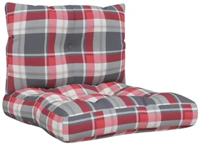 vidaXL Bankkussens pallet 2 st ruitpatroon stof rood