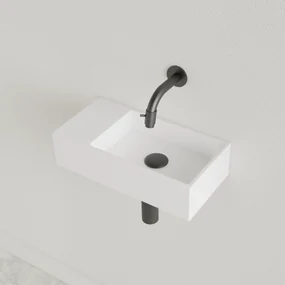 Sanigoods Nano fontein links wit mat zonder kraangat 36x18cm