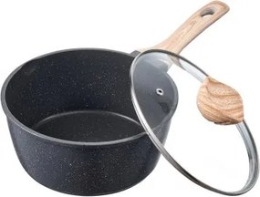 VEVOR Anti-aanbak steelpan Grote inhoud 2,37L met gehard glazen deksel, Soeppan Groentepan met afneembare handgreep, Melkpan Groentepan van aluminiumlegering, Zwart