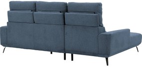 Goossens Excellent Bank Princess blauw, stof, 2,5-zits, elegant chic met chaise longue links