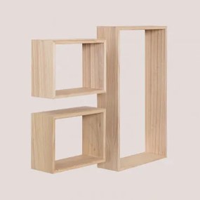 Set Van 3 Houten Wandplanken Ayale Natuurlijk - Sklum