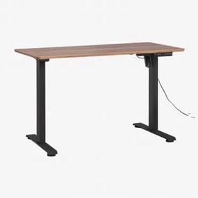 Elektrisch Verstelbaar Rechthoekig Bureau Met Geheugenfunctie Van Hout En Ijzer Serpi Marrón Nogal Oscuro & ↔︎ 120 Cm & Zwart - Sklum