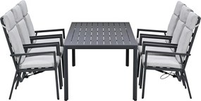 Garden Impressions Kasper tuinset 7-delig - tuintafel 220x93 cm donker grijs