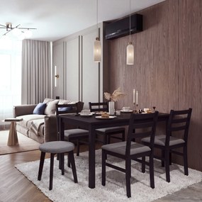 Mazzoni ZOI Lichtgrijs (stof Sawana 21)/zwart beuken onderstel - RONDE GESTOFFEERDE KRUK VOOR KEUKEN/WOONKAMER