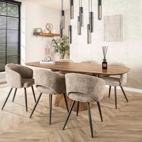 Eettafel Hout Met Ribbelpoot 215 Cm - 215 X 105cm.