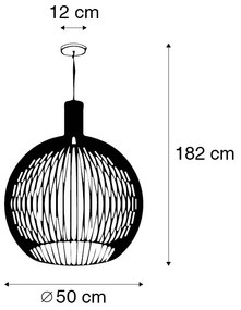 Eettafel / Eetkamer Design hanglamp zwart 50 cm - Wire Dos Design E27 rond Binnenverlichting Lamp