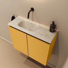 Mondiaz Ture DLux toiletmeubel 60cm ocher met wastafel ostra links zonder kraangat