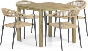 Tuinset 4 personen 90 cm Aluminium/Rope Taupe De Laan Projects