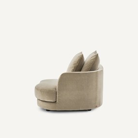 Halve bank rechts, afgerond, modulair, van stonewashed fluweel, TIBERIO
