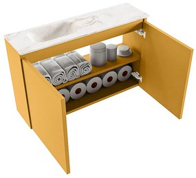 Mondiaz Ture DLux toiletmeubel 80cm ocher met wastafel frappe links zonder kraangat