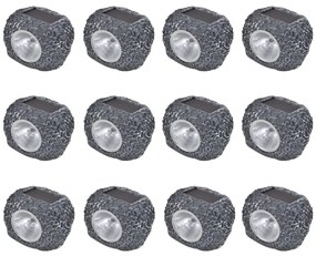 vidaXL Buitenverlichting zonne-energie LED tuinlamp steenvormig 12 stuks
