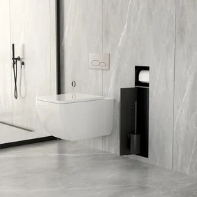 Mueller Black inbouw toiletrol en borstelhouder betegelbaar zwart mat