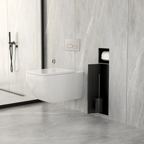 Mueller Black inbouw toiletrol en borstelhouder betegelbaar zwart mat