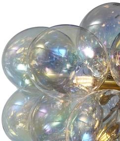 Art Deco hanglamp goud met regenboog glas 50cm 8-lichts - Uvas Art Deco G9 bol / globe / rond Binnenverlichting Lamp
