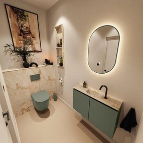 MONDIAZ TURE-DLUX 80cm toiletmeubel Army. EDEN wastafel Frappe positie midden. Met 1 kraangat. TUREDX80ARMM1FRA