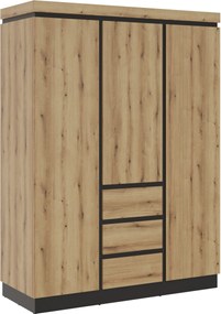 Kledingkast Enocira 130, Antraciet, Eiken, 212x157x58cm, 140.1 kg, Kledingkast deuren: Met scharnieren