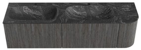 Mondiaz Kurve-dlux 165cm badmeubel ronding rechts shadow met 2 lades en 1 deur en wastafel stor small dubbel/links 2 kraangaten lava