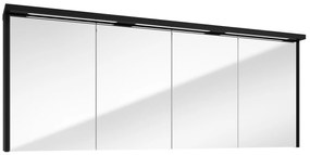 Fontana Grado spiegelkast met verlichting 157cm 4 deuren zwart mat