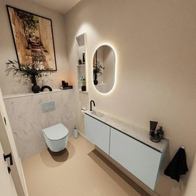 MONDIAZ TURE-DLUX 120cm toiletmeubel Greey. EDEN wastafel Opalo positie links. Met 1 kraangat. TUREDX120GREL1OPA