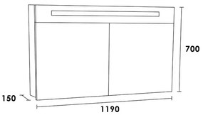 Sanituba Spiegelkast 2.0 120cm Antraciet eiken