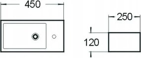 Mexen Inez linkse opbouw wasbak 45 x 25 cm, wit - 21434500L