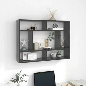 vidaXL Wandschap 75x16x55 cm spaanplaat hoogglans grijs