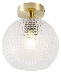 Smart Art Deco plafondlamp met dimmer messing incl. Wifi A60 - Sphere Art Deco E27 rond Binnenverlichting Lamp