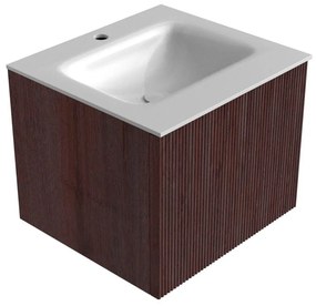 Mondiaz Kurve 50cm badmeubel ruby met 1 lade en wastafel grunne midden 1 kraangat