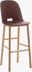 Handgemaakte barkruk Alfi High Back met essenhouten poten