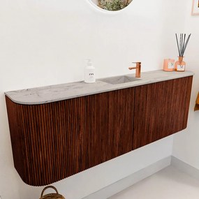 Mondiaz Joya DLux 125cm toiletmeubel ronding links/rechts ruby met wastafel faye midden 1 kraangat glace