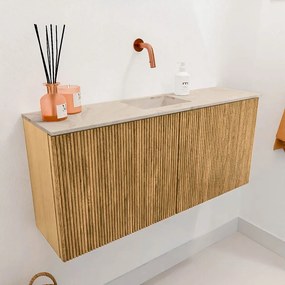 Mondiaz Joya DLux 90cm toiletmeubel oak met wastafel faye midden zonder kraangat frappe