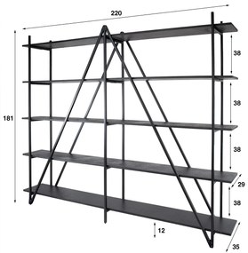 Grote Plankenkast Industrieel Metaal - 220x35x181cm.