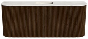 Mondiaz Joya DLux 105cm toiletmeubel ronding links/rechts walnut met wastafel faye midden zonder kraangat ostra
