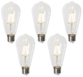 Set van 5 E27 dimbare LED lampen ST64 clear 5W 600 lm 2700K