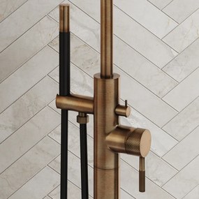 Saniclear Antique Curved Pro vrijstaande badkraan verouderd messing