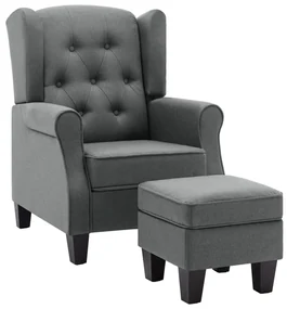 vidaXL Fauteuil met voetenbankje stof lichtgrijs