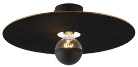 Stoffen Plafondlamp zwart platte kap zwart 45 cm - Combi Modern E27 rond Binnenverlichting Lamp